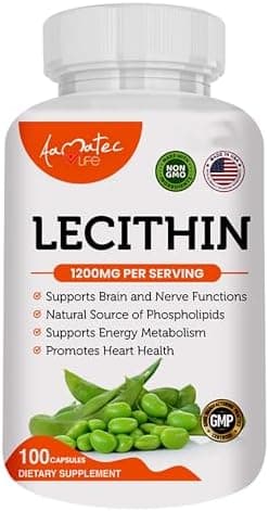 AAMATEC LIFE Soy Lecithin 1200mg Capsules Supplement for Heart