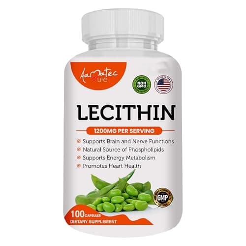 AAMATEC LIFE Soy Lecithin 1200mg Capsules Supplement for Heart