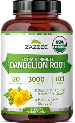 Zazzee USDA Organic Dandelion Root 10:1 Extract, 120 Capsules
