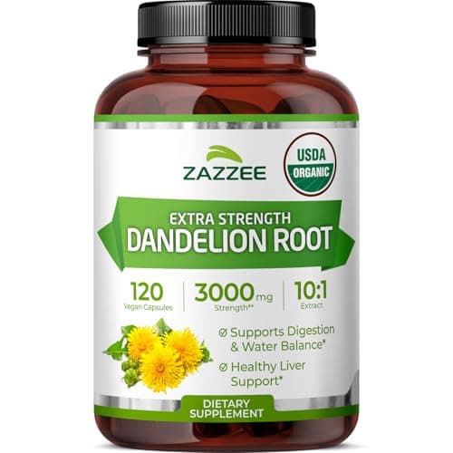 Zazzee USDA Organic Dandelion Root 10:1 Extract, 120 Capsules