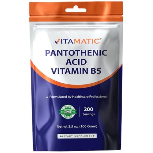 Vitamatic Pantothenic Acid Pure Powder 500 mg per Serving…