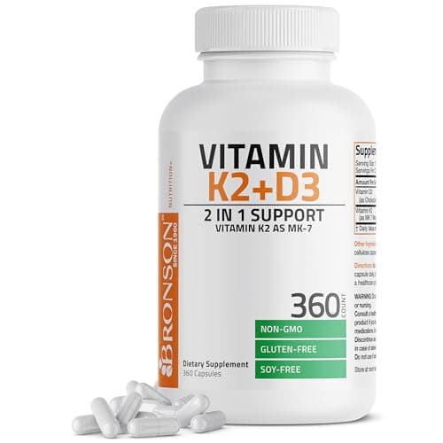 Bronson Vitamin K2 D3 (MK7) Supplement 2-in1 D3 & K2 Complex