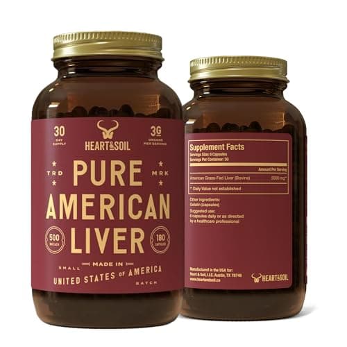 HEART & SOIL Pure American Beef Liver, 180 Capsules