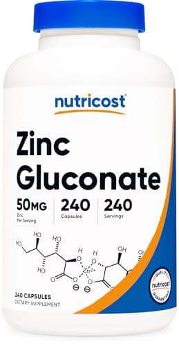 Nutricost Zinc Gluconate 240 Vegetarian Capsules (50mg)…