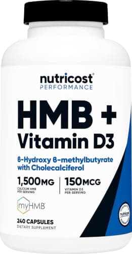 HMB (1500mg) and Vitamin D3 (6000 IU) Supplement - 240…