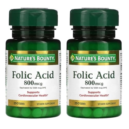 Nature's Bounty Folic Acid 800 mcg Vitamin Supplement Maximum…