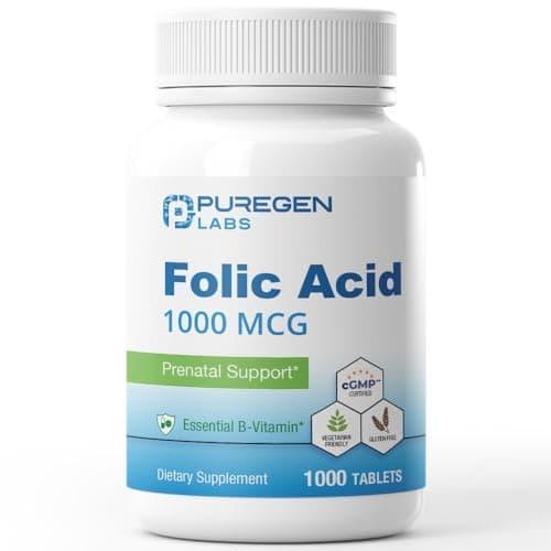 Puregen Labs Folic Acid 1000 mcg Tablets | Vitamin B9…
