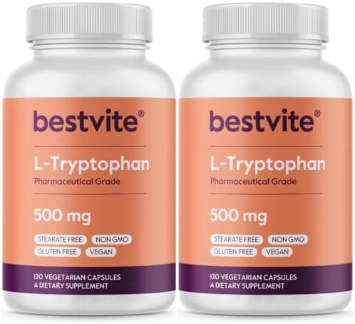 BESTVITE L-Tryptophan 500mg per Capsule (240 Vegetarian…