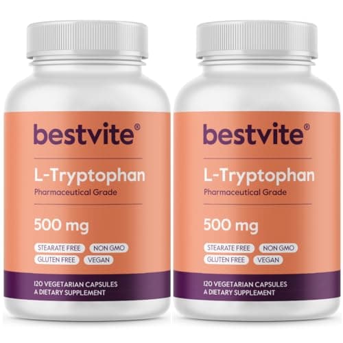 BESTVITE L-Tryptophan 500mg per Capsule (240 Vegetarian…