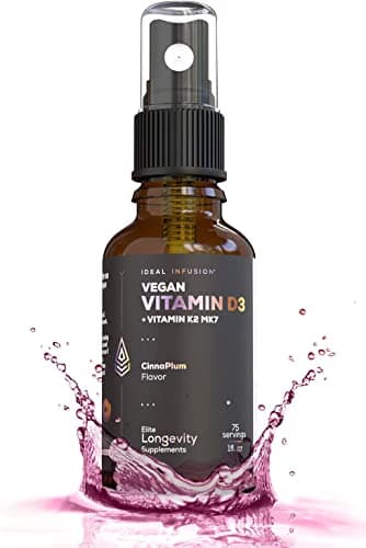 Ideal Infusion Vegan Vitamin D3 5000 iu with K2 (MK-7) Liquid…