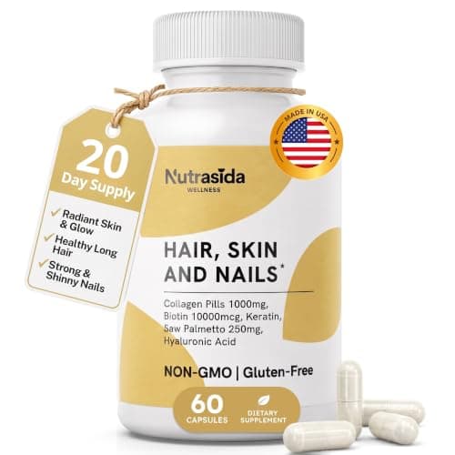 Hair Skin and Nails Supplement – 5-in-1 Formula Collagen…