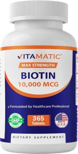 Vitamatic Biotin 10,000 mcg (10 mg) for Stronger Hair, Skin…