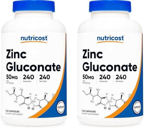 Nutricost Zinc Gluconate (50mg) 240 Veggie Capsules (2…