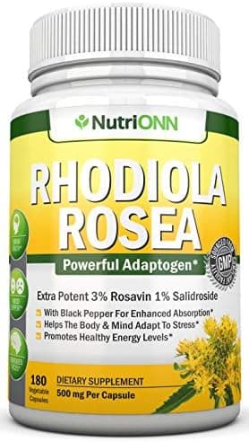 NutriONN Rhodiola Rosea - 500mg - 180 Vegan Capsules - 3%…