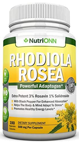 NutriONN Rhodiola Rosea - 500mg - 180 Vegan Capsules - 3%…