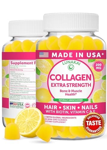 Lunakai USA Made Collagen Peptides Gummies - 200mg Non-GMO…