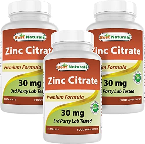 Best Naturals Zinc 30mg Supplements (as Zinc Citrate) - zinc…