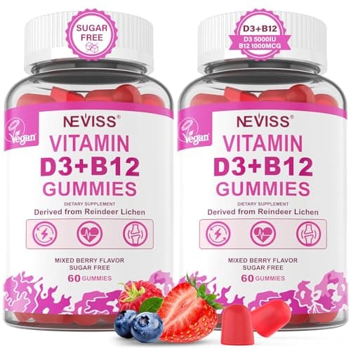 NEVISS 2Pack Vegan Vitamin D3 + Vitamin B12 Gummies