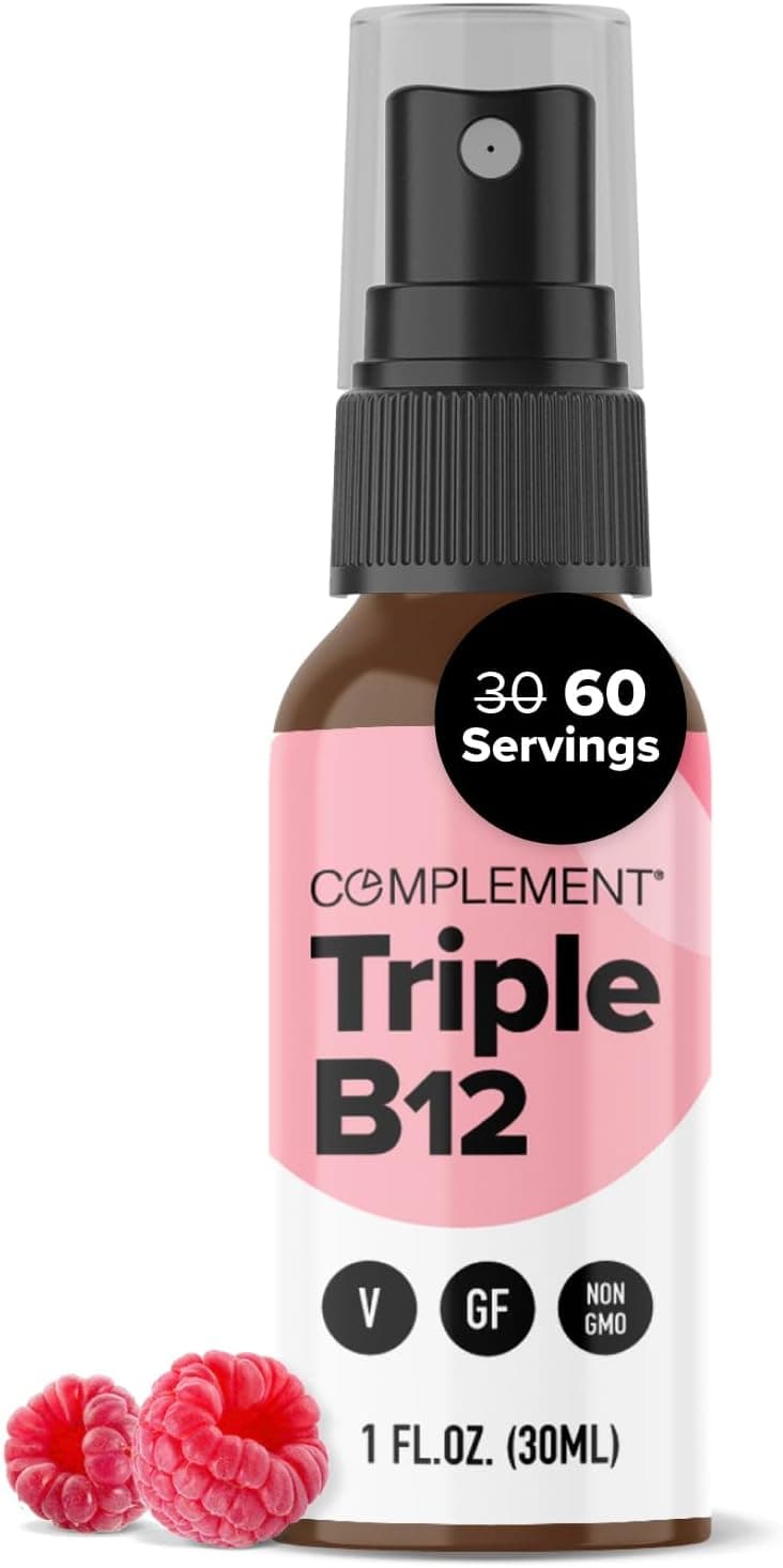 COMPLEMENT Vegan Vitamin Triple B12 Liquid Spray- 1500 mcg B12…