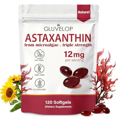 Premium Astaxanthin 12mg Supplements - Natural Microalgae…