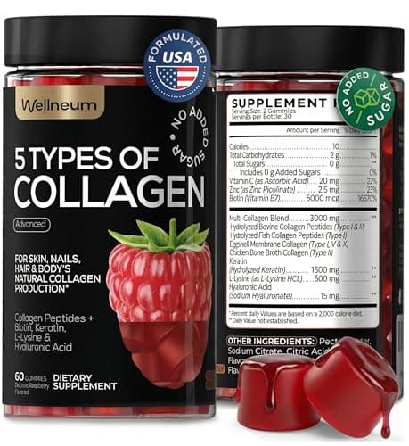 Collagen Peptides Gummies Sugar Free 3000mg Multi Collagen…