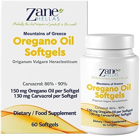 Zane Hellas 130 mg Carvacrol - 150 mg Oregano Oil per Softgel.…