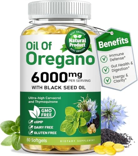 vivcmin Oil of Oregano with Black Seed Oil, 60 Softgels