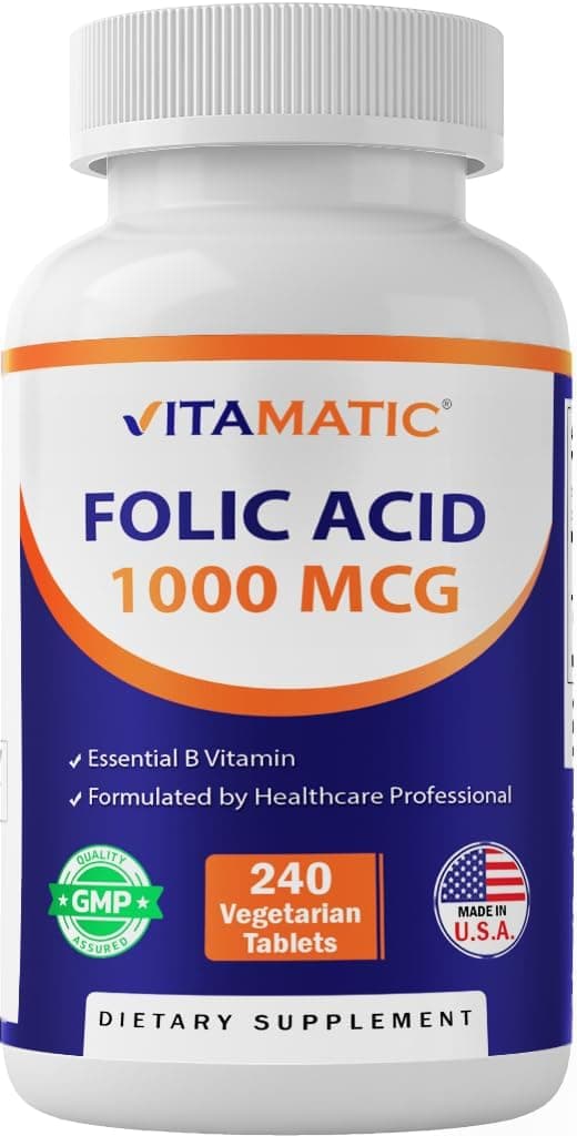 Vitamatic Folic Acid 1000 mcg (1 mg) - Vegetarian Tablets…