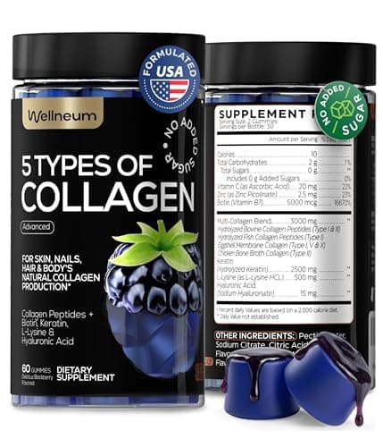 Collagen Peptides Gummies Sugar Free 3000mg Multi Collagen…