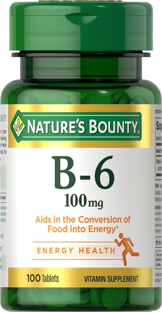 Nature's Bounty Vitamin B6 100mg Tablets - Supports Energy…