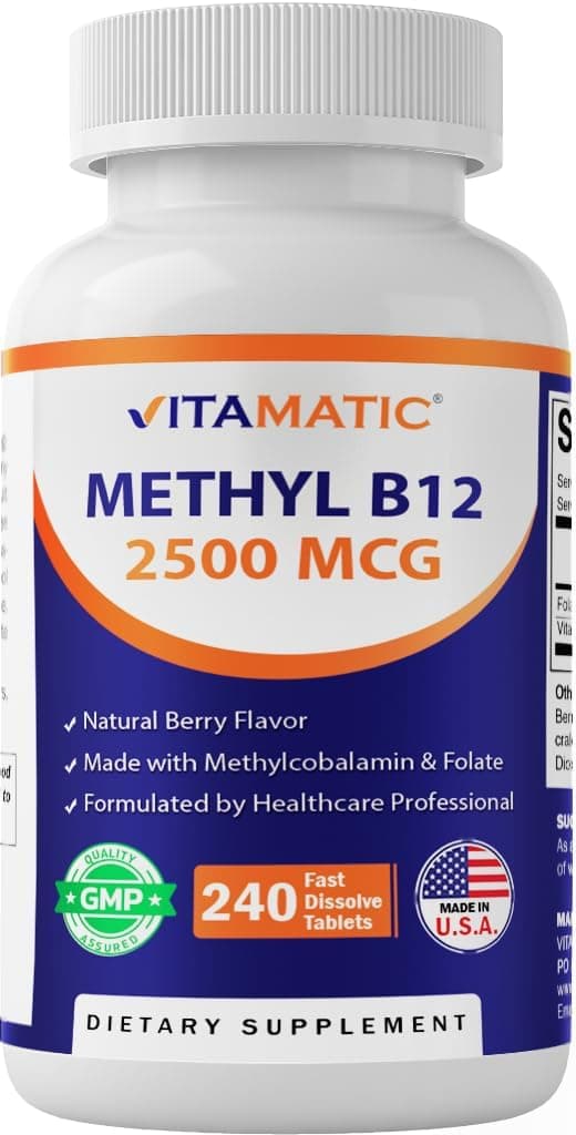 Vitamatic Methyl B12 2500 mcg with Folic Acid – Natural Berry…