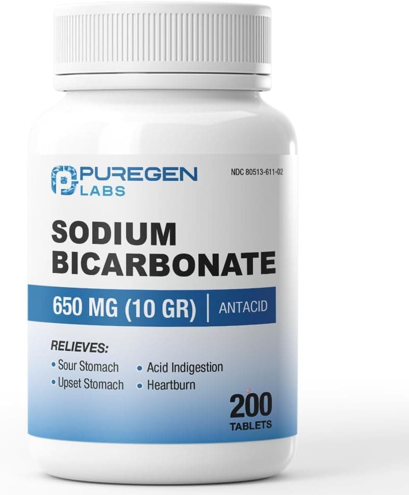 Puregen Labs Sodium Bicarbonate Tablets 650mg (10 Grains)…