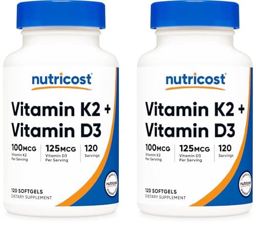 Vitamin K2 (MK7) (100mcg) + Vitamin D3 (5000 IU) 120 Softgels…