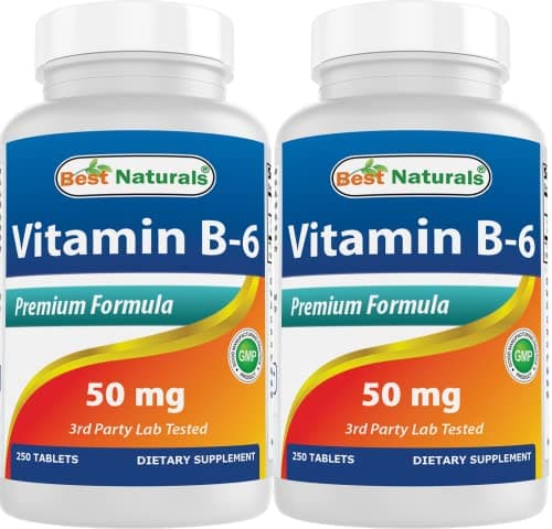 Best Naturals Vitamin B6 50 mg 250 Tablets (250 Count (Pack…