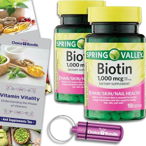 Choice Bundle Spring Valley Biotin Softgels 1000mcg Dietary…