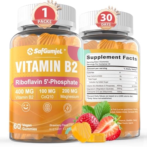 Vitamin B2 Gummies | Riboflavin 400mg with Magnesium & CoQ10…