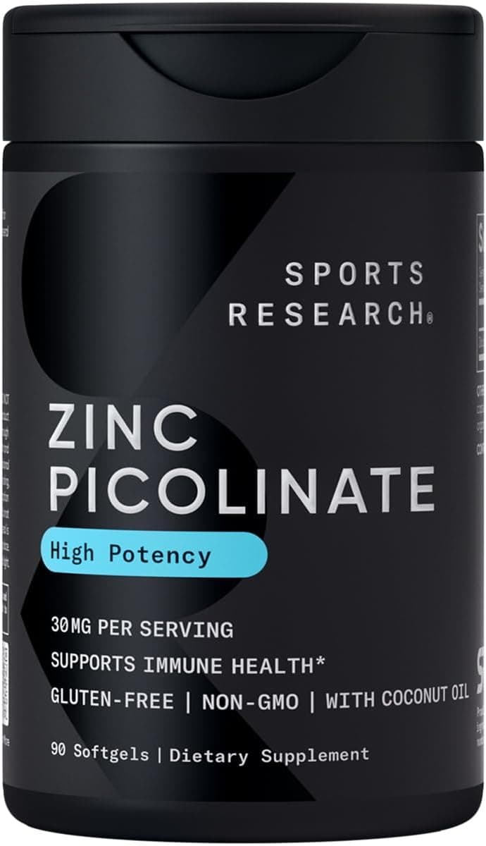 Sports Research® Zinc Picolinate 30mg w/Organic Coconut Oil