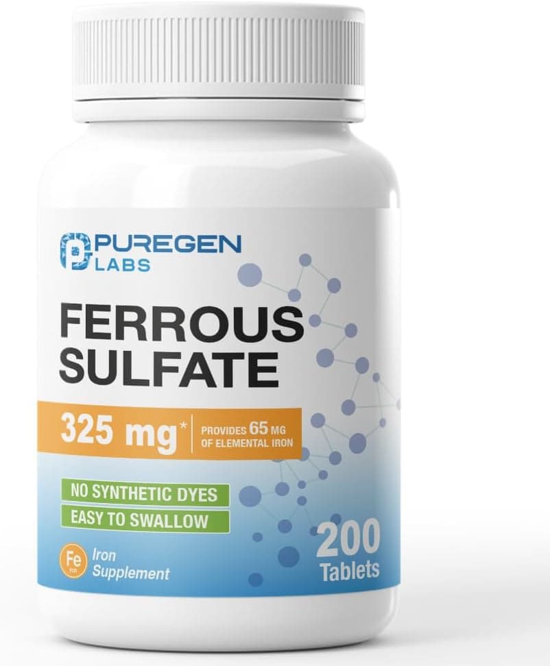 Puregen Labs Ferrous Sulfate 325 mg (65 mg Elemental Iron)…