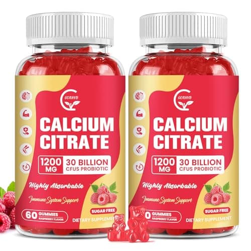 (2 Pack) Sugar Free Calcium Citrate Gummies 1200 mg…