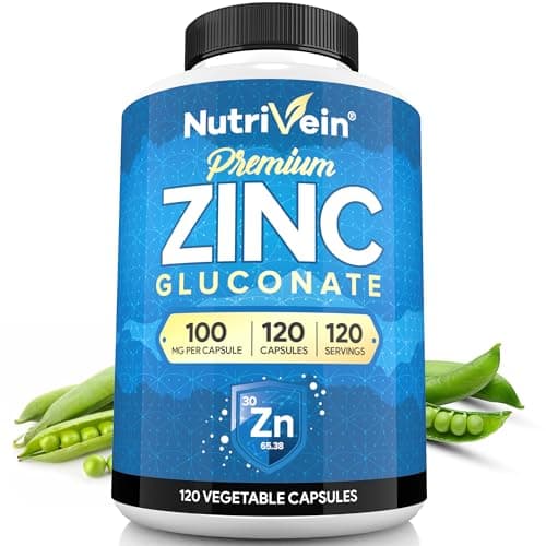 Nutrivein Zinc Gluconate Supplement 100 mg - 120 Capsules…