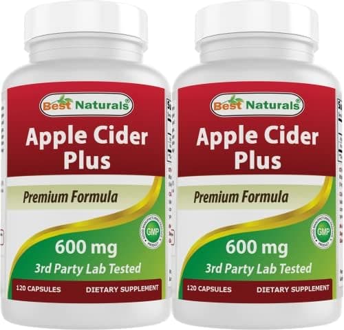 Best Naturals Apple Cider Vinegar Plus 600 Mg 120 Capsules…
