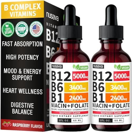 (2 Pack) Vitamin B12 Liquid Drops 5000mcg - B12 Sublingual…