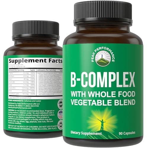 Vitamin B Complex Capsules + Whole Food Blend of 25 Vegetables…