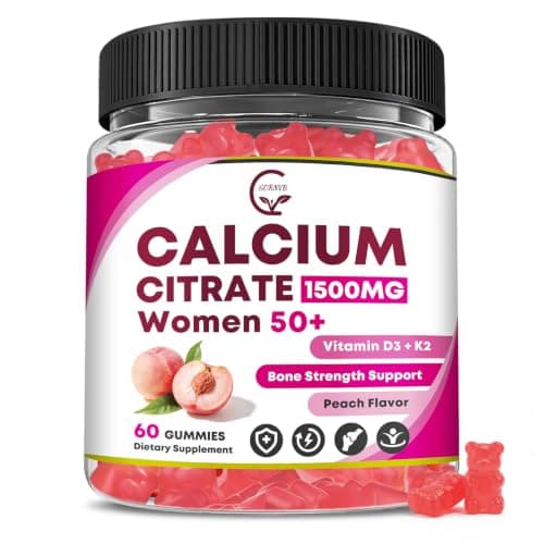 Calcium Citrate 1500 mg with Vitamin D3 K2 Gummies for Women…