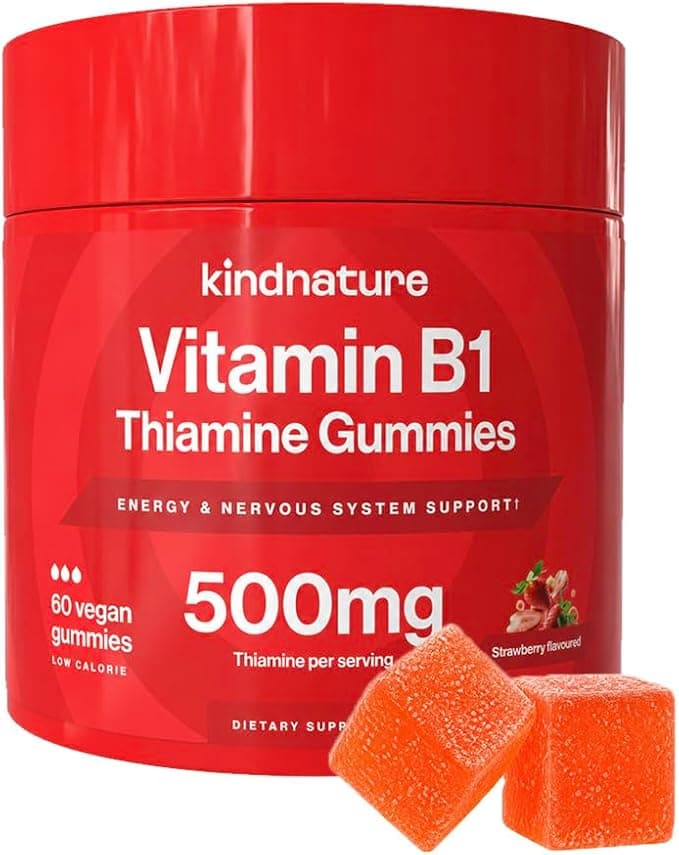 kindnature Vitamin B1 Gummies 500mg – High Potency Thiamine…