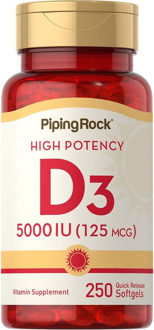 Piping Rock Vitamin D3 5000 IU | 250 Softgels | High Potency…