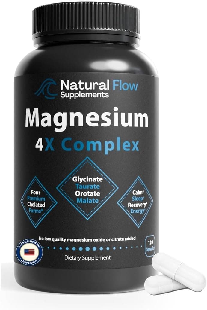 Natural Flow Magnesium Glycinate Complex — 200mg Elemental Mg…