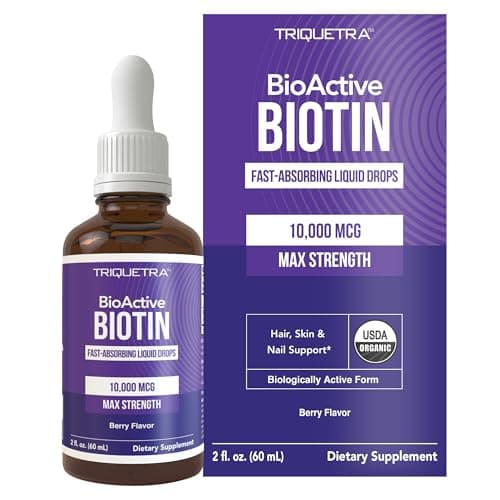 Liquid Biotin 10,000mcg Drops for Women – Organic USP Grade…