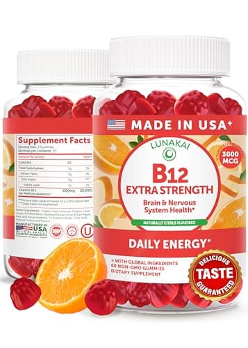 Lunakai USA Made Vitamin B12 Gummies 3000mcg
