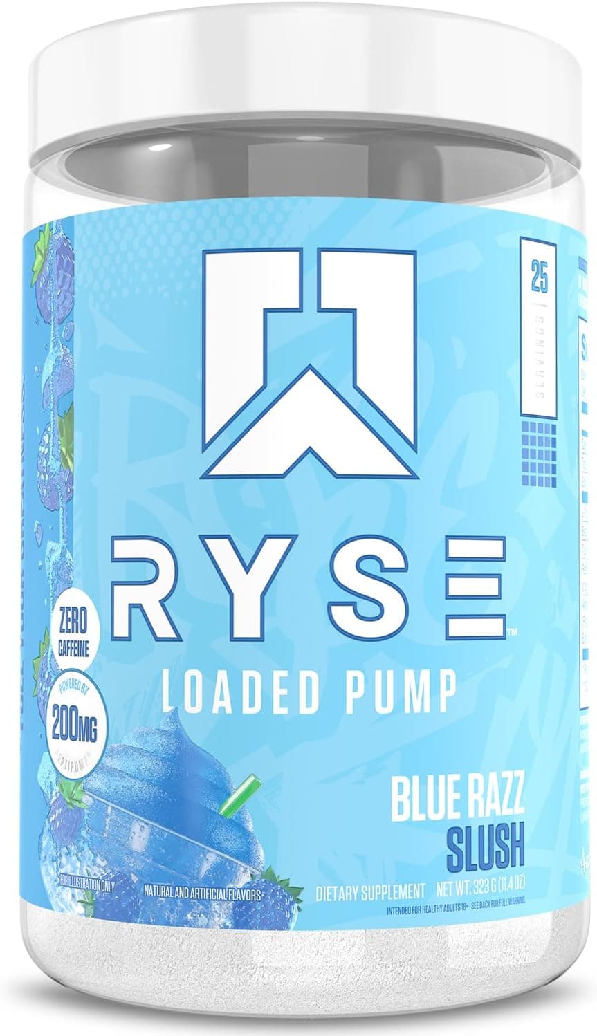 Ryse Loaded Pump Pre Workout Powder - Blue Razz Slush - No…